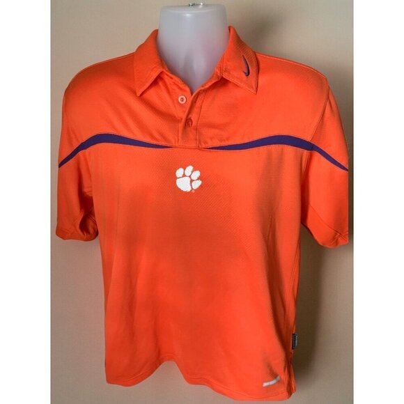 Nike Team Authentic Sphere Dry Polo Shirt Mens Small Orange Clemson Tiger Logo - Picture 2 of 9